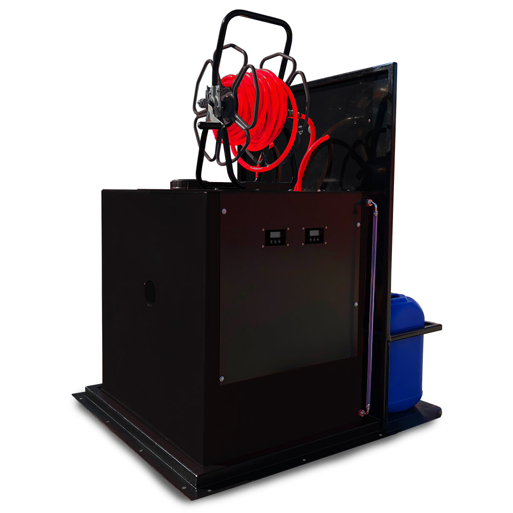 Softwash System, Soft wash, crash tested softwash system, soft wash cleaning machine, exterior surface cleaning, patio cleaning machine, roof cleaning system