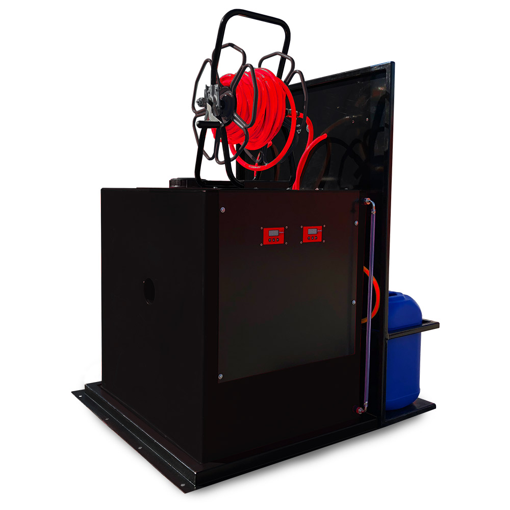 Softwash System, Soft wash, crash tested softwash system, soft wash cleaning machine, exterior surface cleaning, patio cleaning machine, roof cleaning system